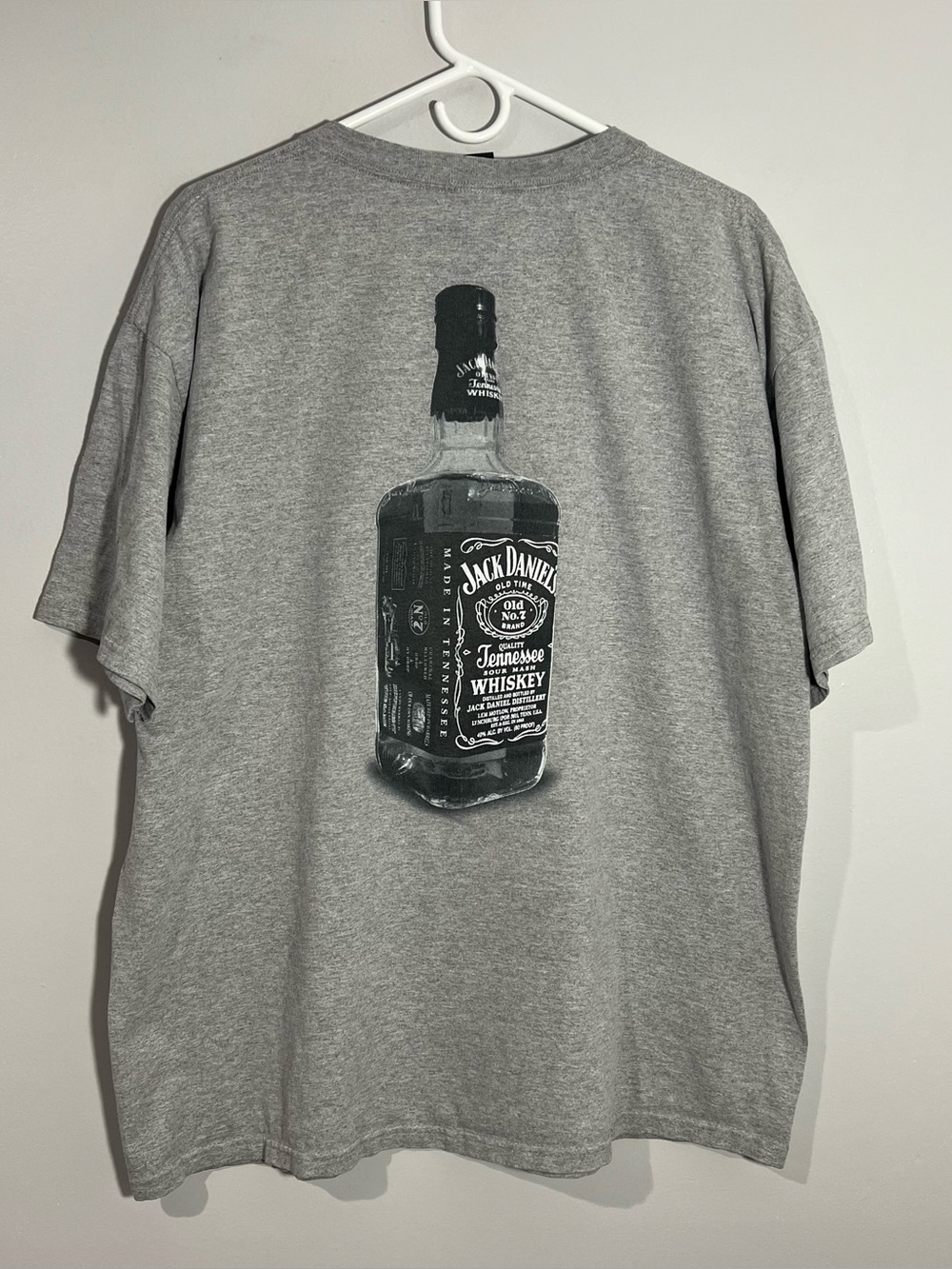 Vintage Jack Daniels Old No 7 Whiskey Gray Black Short Sleeve T-Shirt Mens 2XL